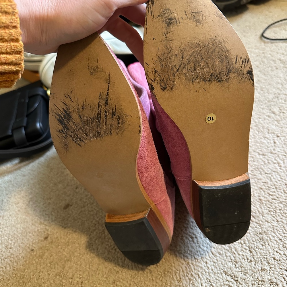 Vintage suede Barbiecore cowgirl boots pink 10 - Picture 2 of 4